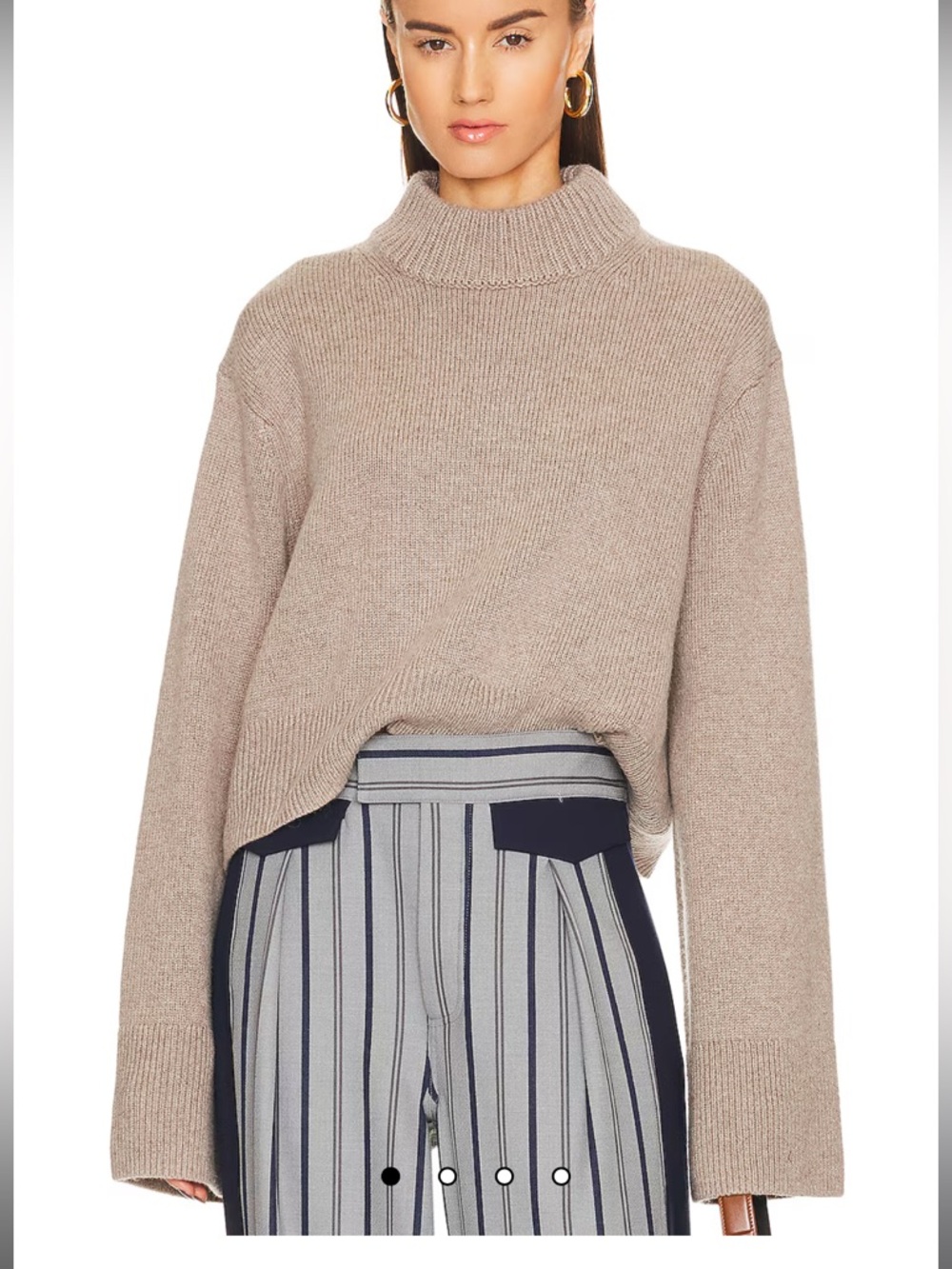 Cropped Mock Neck Sweater in Taupe